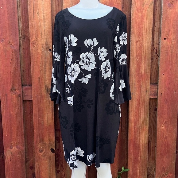 Lauren by Ralph Lauren Women's Floral-Print Flutter Sleeve Dress Size 10 - Picture 3 of 13